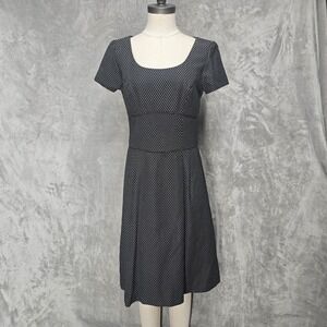 Talbots Women 4 Polka Dot Fit Flare Midi Dress Pinup Rockabilly Retro Preppy Vtg